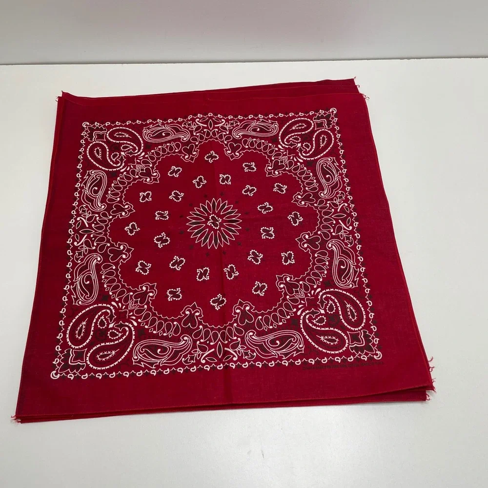 Lot of 10 Pc Vintage Hav-A-Hank Paisley Bandanas Red Navy Blue Cotton Made USA